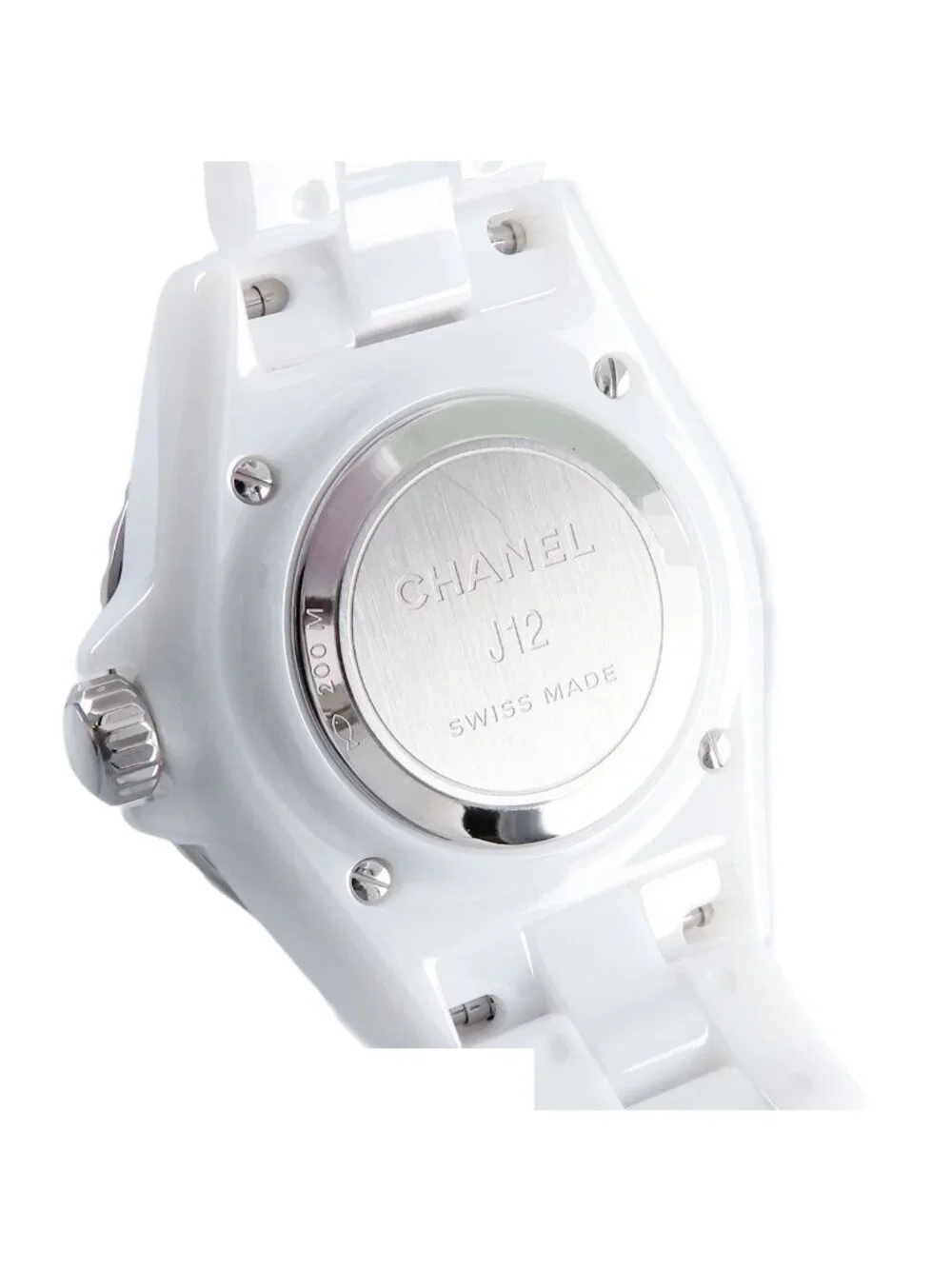 Chanel White Shell Ceramic Diamond SS 33 Watch Quartz